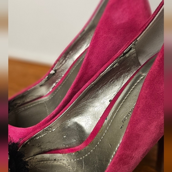 BCBG Generation Scottie Fuchsia Platform Suede Pink Heels SZ 7 - Picture 5 of 5